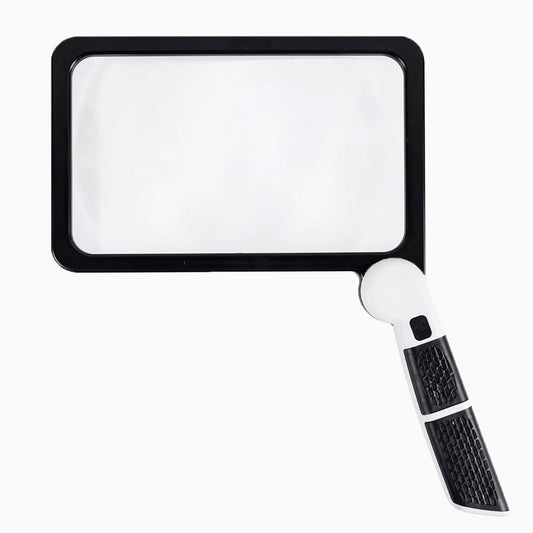 Vivolux | Vollseiten Handheld Lupe – 5X Vergrößerung, LED beleuchtete Lupe mit 3 Modi, ideal zum Lesen von Büchern und für Senioren