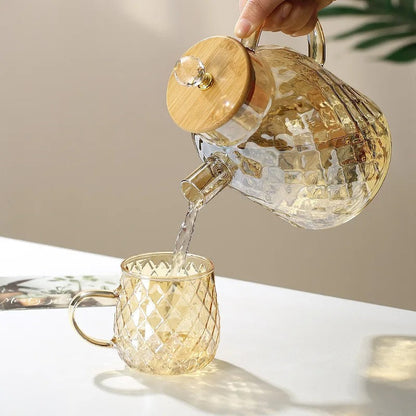 Vivolux | Klassische Kristall Teekanne | Glas & Holz