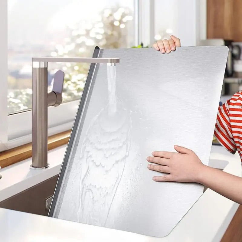 Vivolux | Hochwertiges Schneidebrett aus Edelstahl mit Rand – ideal für hausgemachte Pizza, Gebäck und mehr!