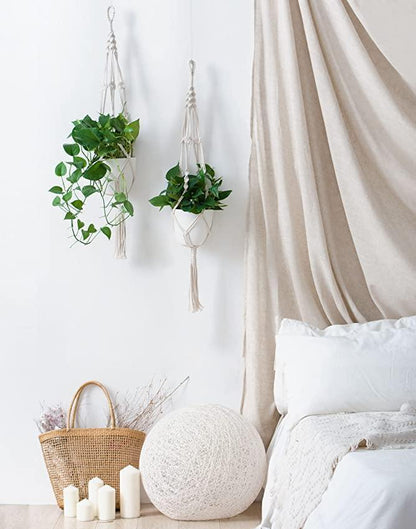 Vivolux | 4-teiliges handgefertigtes Boho-Makramee-Pflanzenhänger-Set