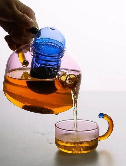 Vivolux | Farbe Bloom Glas Teekanne & Tassen Set