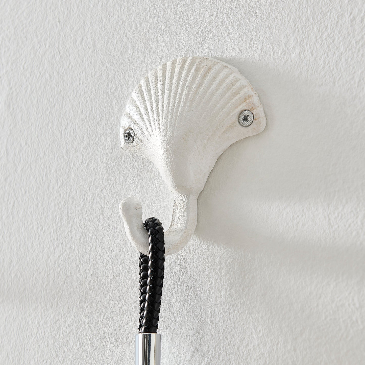 Vivolux | Weißer Gusseisen Nautical Ocean Figur Skulptur Dekorative Utility Wandhaken Set von 3 - Muschel, Krebs, Seepferdchen