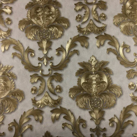 Vivolux | Gold texturiert Luxus Klassisch 3D Damast Tapete Dekor