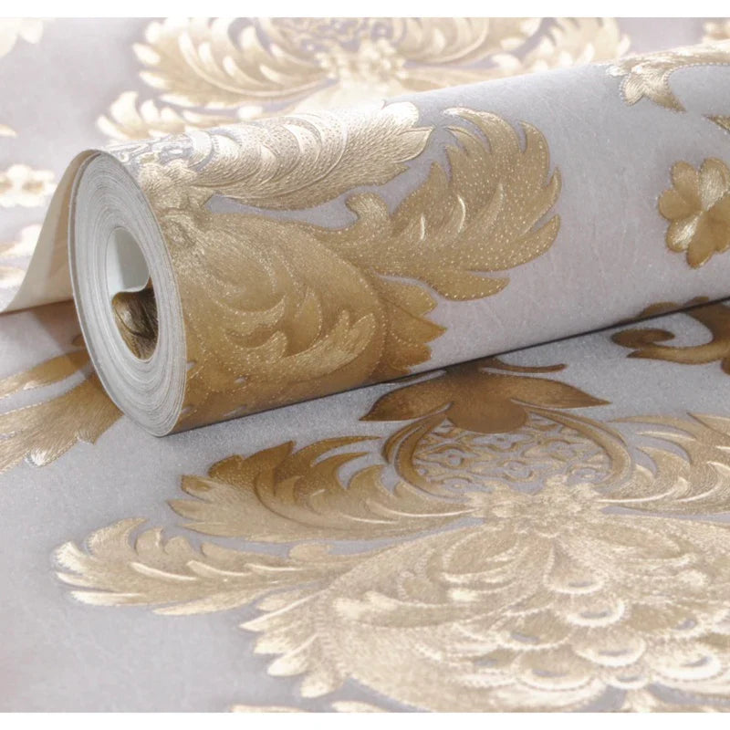 Vivolux | Gold texturiert Luxus Klassisch 3D Damast Tapete Dekor