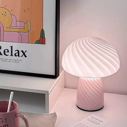 Vivolux | Pastellfarbene Glas-Pilz-Tischlampe