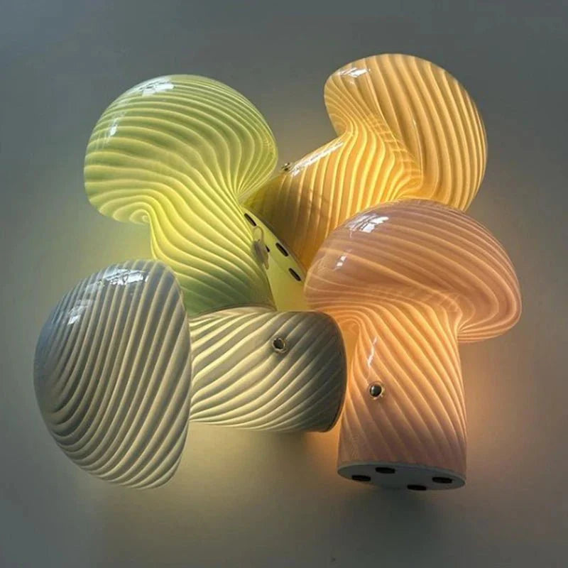 Vivolux | Pastellfarbene Glas-Pilz-Tischlampe