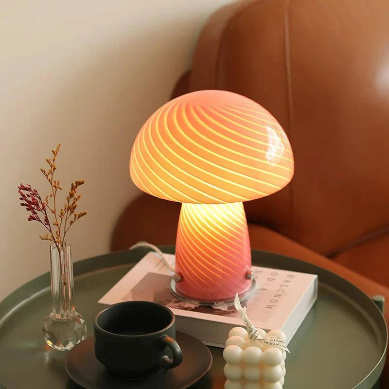 Vivolux | Pastellfarbene Glas-Pilz-Tischlampe