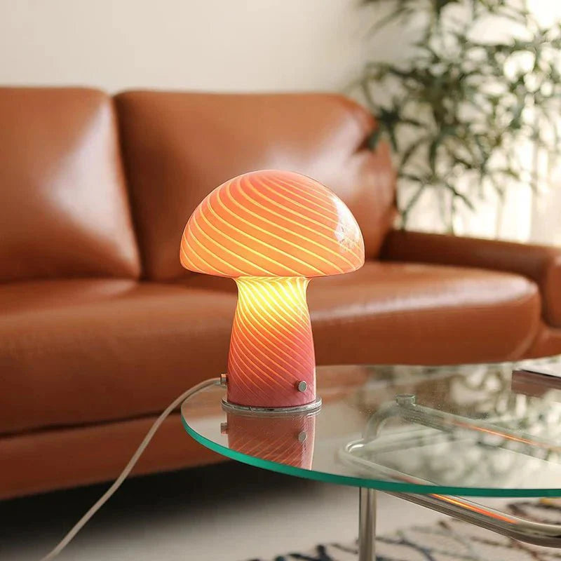 Vivolux | Pastellfarbene Glas-Pilz-Tischlampe