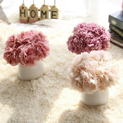 Vivolux | Elegante Pfingstrose Seidenblumenbündel - Set aus 5 Köpfen