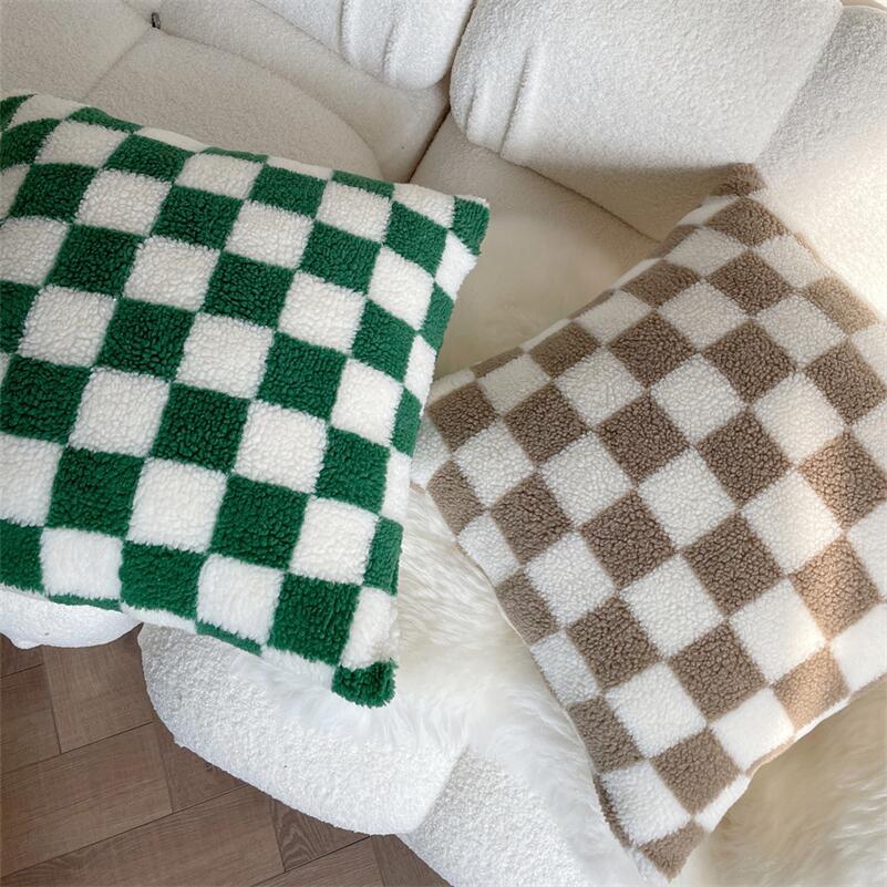 Vivolux | Plüsch Fleece Schachbrett Kissenbezug