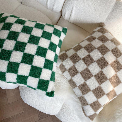 Vivolux | Plüsch Fleece Schachbrett Kissenbezug