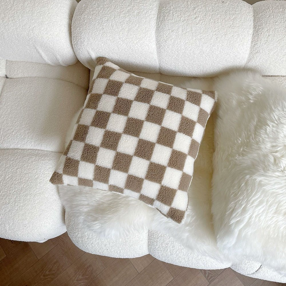Vivolux | Plüsch Fleece Schachbrett Kissenbezug