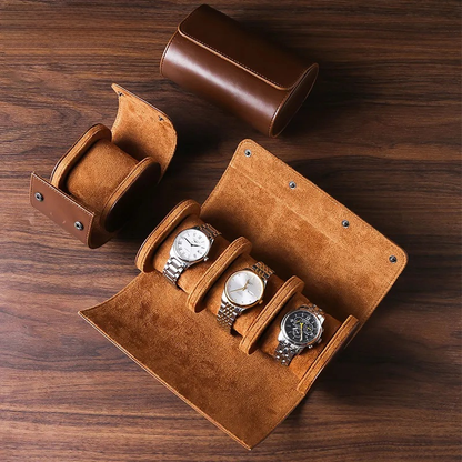 Vivolux | Vintage Leder 3-Slot Herren Uhrenbox für Reisen