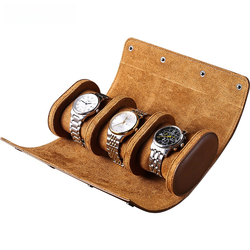 Vivolux | Vintage Leder 3-Slot Herren Uhrenbox für Reisen