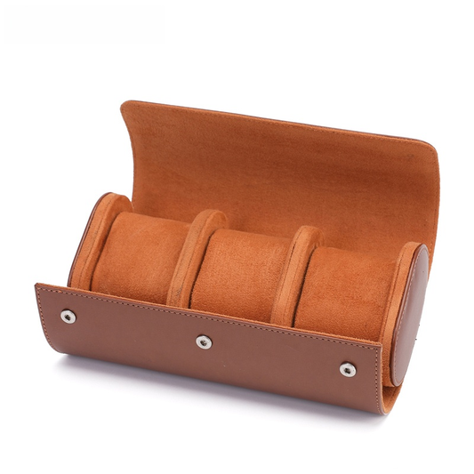 Vivolux | Vintage Leder 3-Slot Herren Uhrenbox für Reisen
