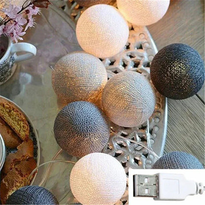 Vivolux | Hübsche Pastell Baumwollball Feenlichter Girlande