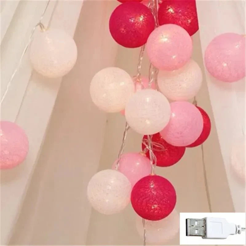 Vivolux | Hübsche Pastell Baumwollball Feenlichter Girlande