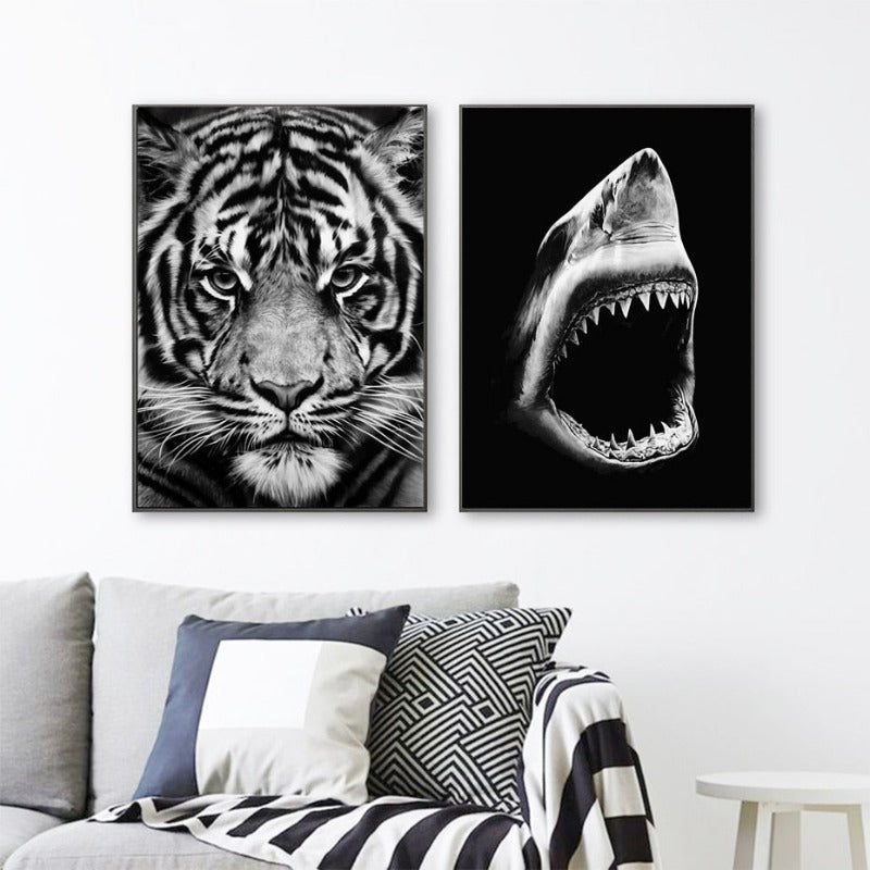 Vivolux | Natur Wildtiere Afrika Wildtiere Schwarz Weiß - Leinwand Wandkunst Malerei