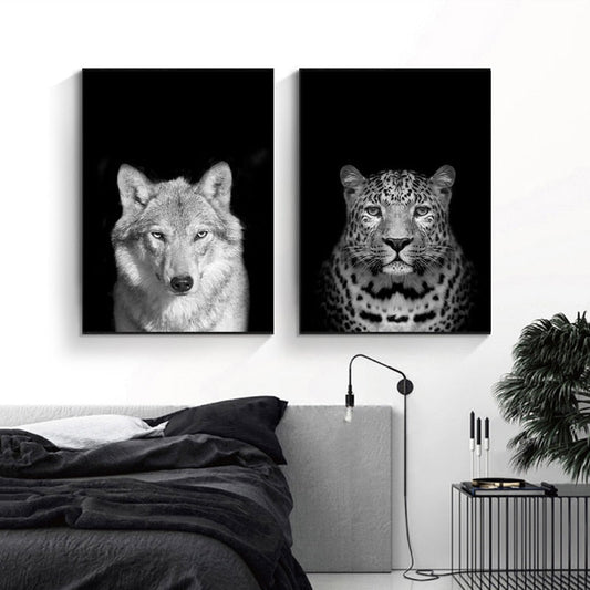 Vivolux | Natur Wildtiere Afrika Wildtiere Schwarz Weiß - Leinwand Wandkunst Malerei