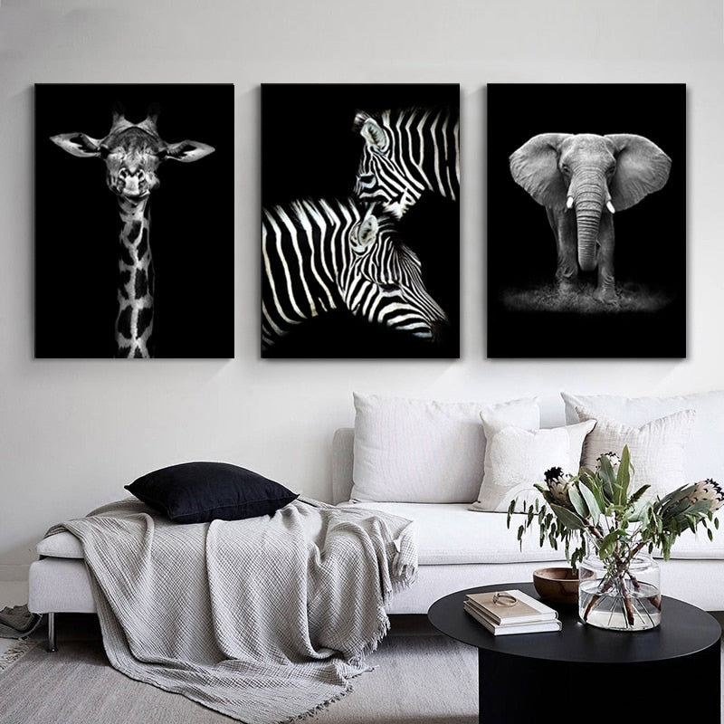 Vivolux | Natur Wildtiere Afrika Wildtiere Schwarz Weiß - Leinwand Wandkunst Malerei