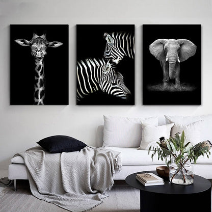 Vivolux | Natur Wildtiere Afrika Wildtiere Schwarz Weiß - Leinwand Wandkunst Malerei