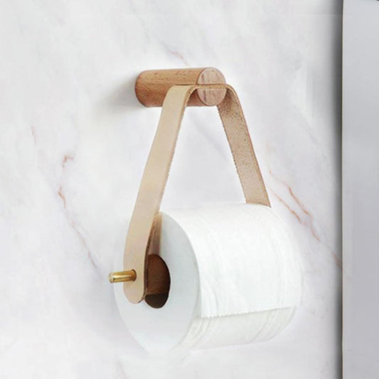 Vivolux |  Hochwertiger Toilettenpapierhalter | Eiche & Kunstleder | Minimalistisches Badezimmer-Design