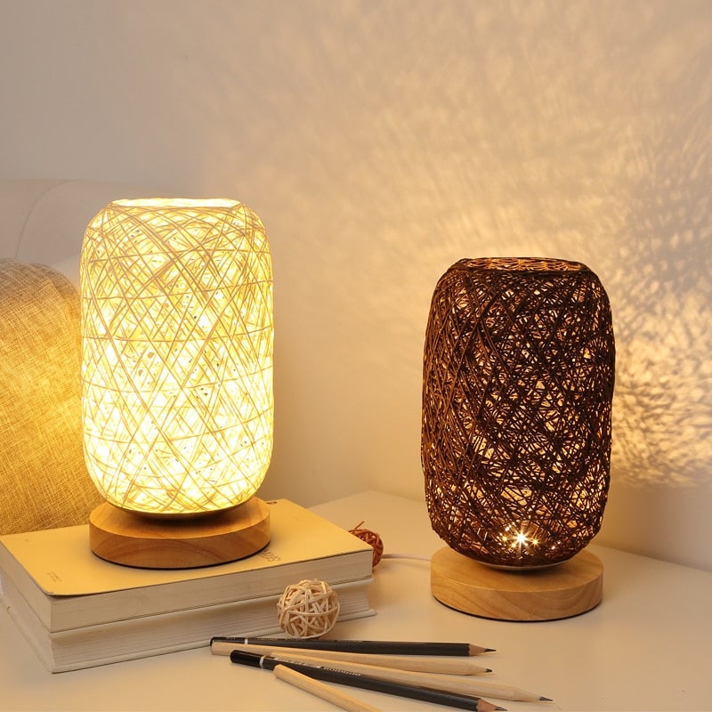 Vivolux | Tischlampe aus Rattan holz