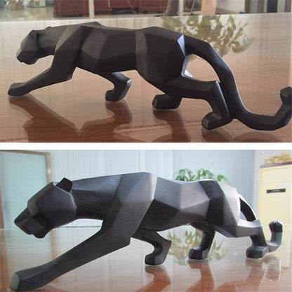 Vivolux | Moderne Harz Geometrische Schwarze Panther Skulptur