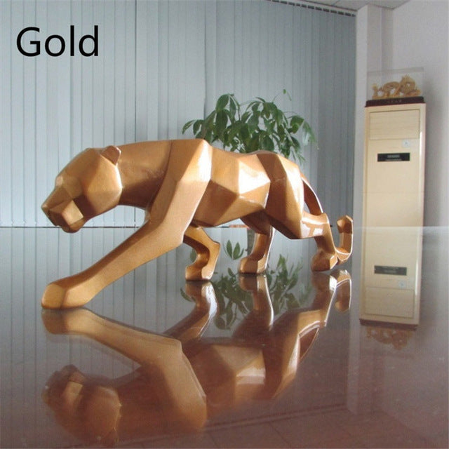 Vivolux | Moderne Harz Geometrische Schwarze Panther Skulptur