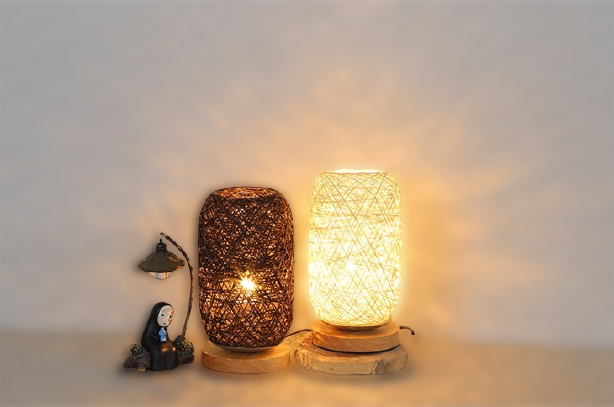 Vivolux | Tischlampe aus Rattan holz