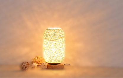 Vivolux | Tischlampe aus Rattan holz