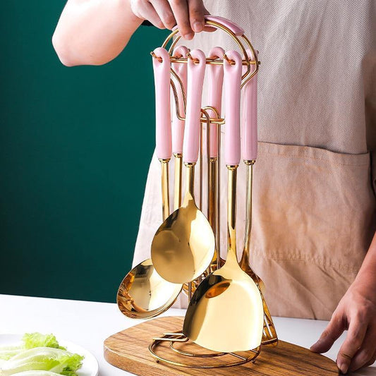 Vivolux | Goldene Küchenutensilien mit Ständer