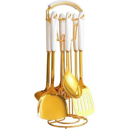 Vivolux | Goldene Küchenutensilien mit Ständer