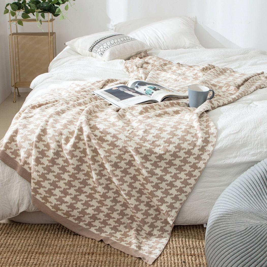 Vivolux | PlaidLuxe Houndstooth Kuscheldecke | Kariertes Design | Weich & Gemütlich | Verschiedene Größen