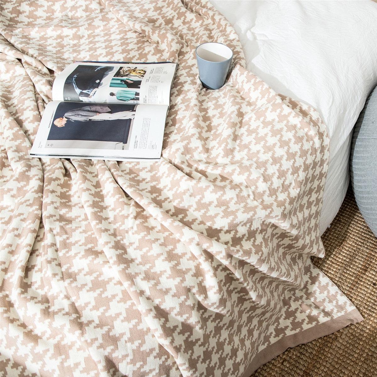 Vivolux | PlaidLuxe Houndstooth Kuscheldecke | Kariertes Design | Weich & Gemütlich | Verschiedene Größen