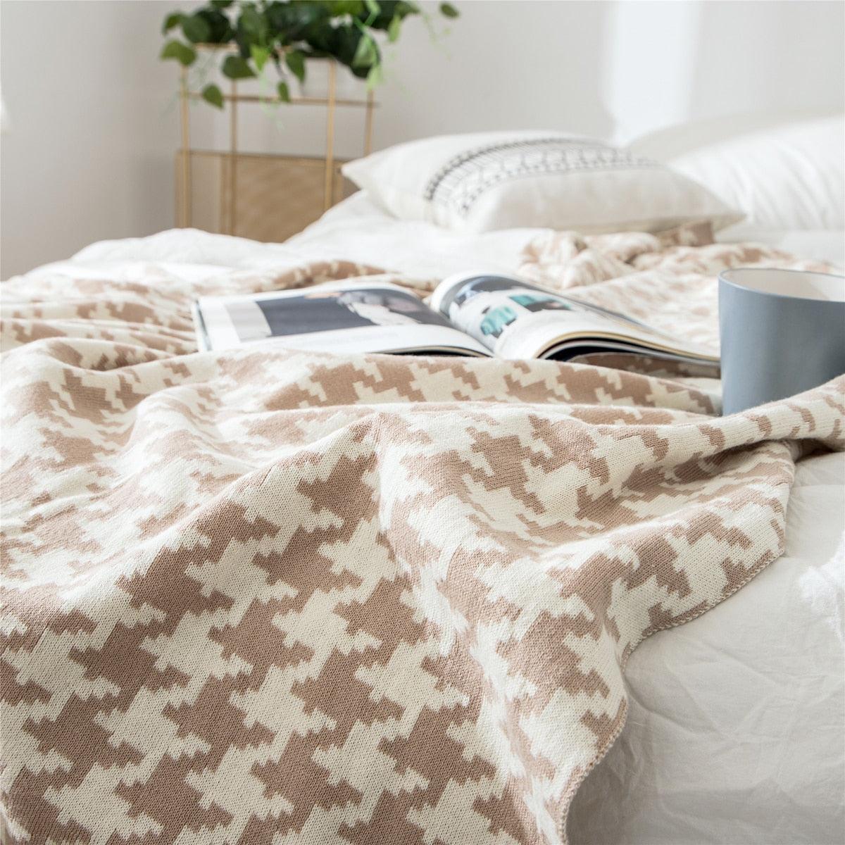 Vivolux | PlaidLuxe Houndstooth Kuscheldecke | Kariertes Design | Weich & Gemütlich | Verschiedene Größen