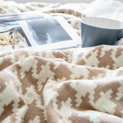 Vivolux | PlaidLuxe Houndstooth Kuscheldecke | Kariertes Design | Weich & Gemütlich | Verschiedene Größen