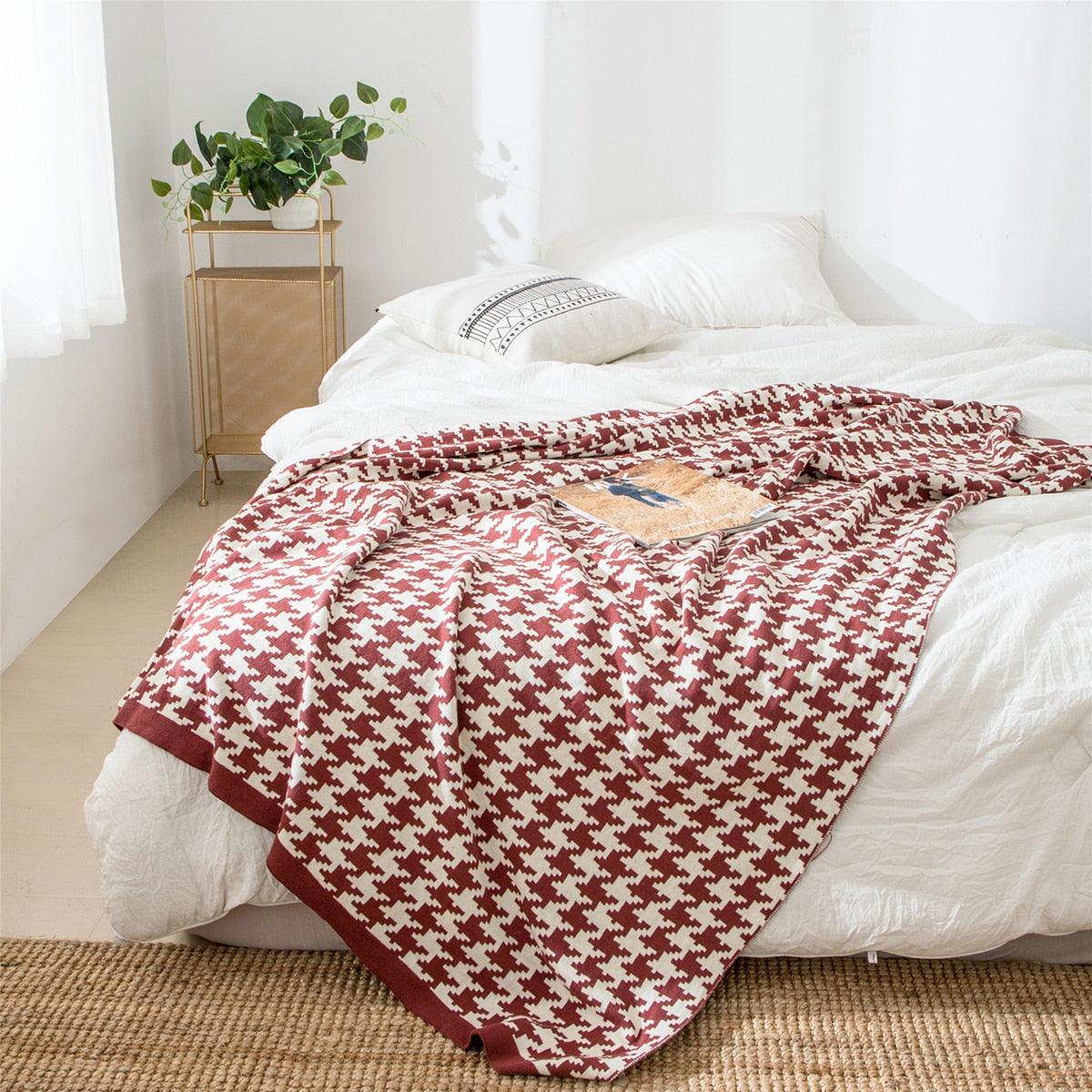 Vivolux | PlaidLuxe Houndstooth Kuscheldecke | Kariertes Design | Weich & Gemütlich | Verschiedene Größen