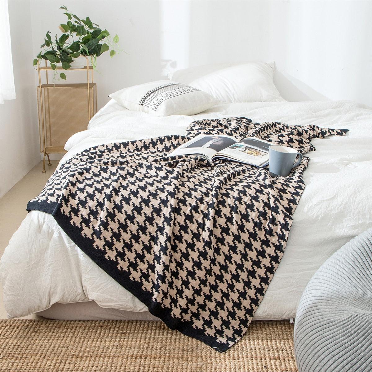 Vivolux | PlaidLuxe Houndstooth Kuscheldecke | Kariertes Design | Weich & Gemütlich | Verschiedene Größen