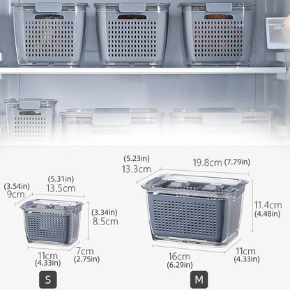Vivolux | Multifunktionaler Gemüse- & Obstkühlschrank-Entwässerungs-Organizer-Box mit Deckel