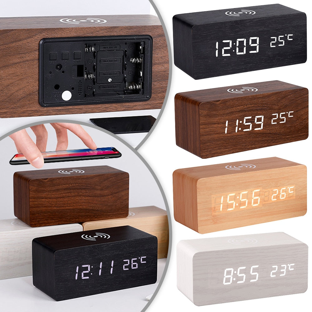 Vivolux | Moderner Holz-Wireless-Lade-Wecker