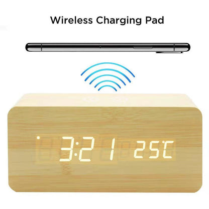 Vivolux | Moderner Holz-Wireless-Lade-Wecker