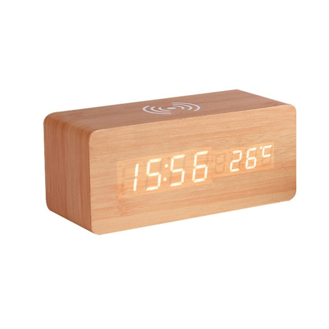 Vivolux | Moderner Holz-Wireless-Lade-Wecker