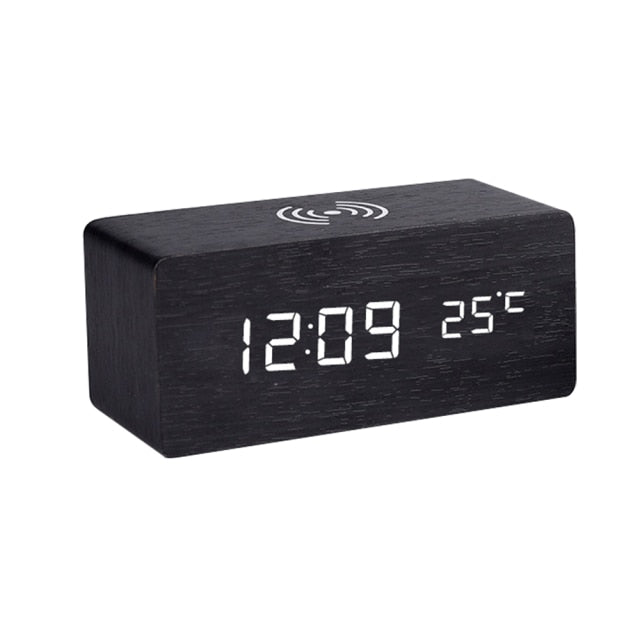 Vivolux | Moderner Holz-Wireless-Lade-Wecker