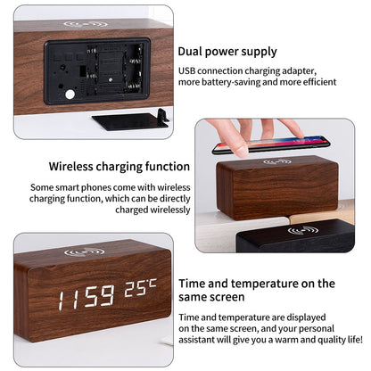 Vivolux | Moderner Holz-Wireless-Lade-Wecker