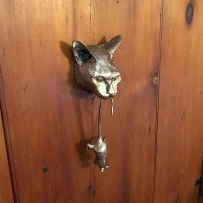 Vivolux | Kreativer Katze und Maus Metall Türklopfer