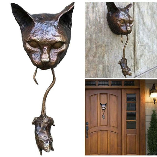 Vivolux | Kreativer Katze und Maus Metall Türklopfer