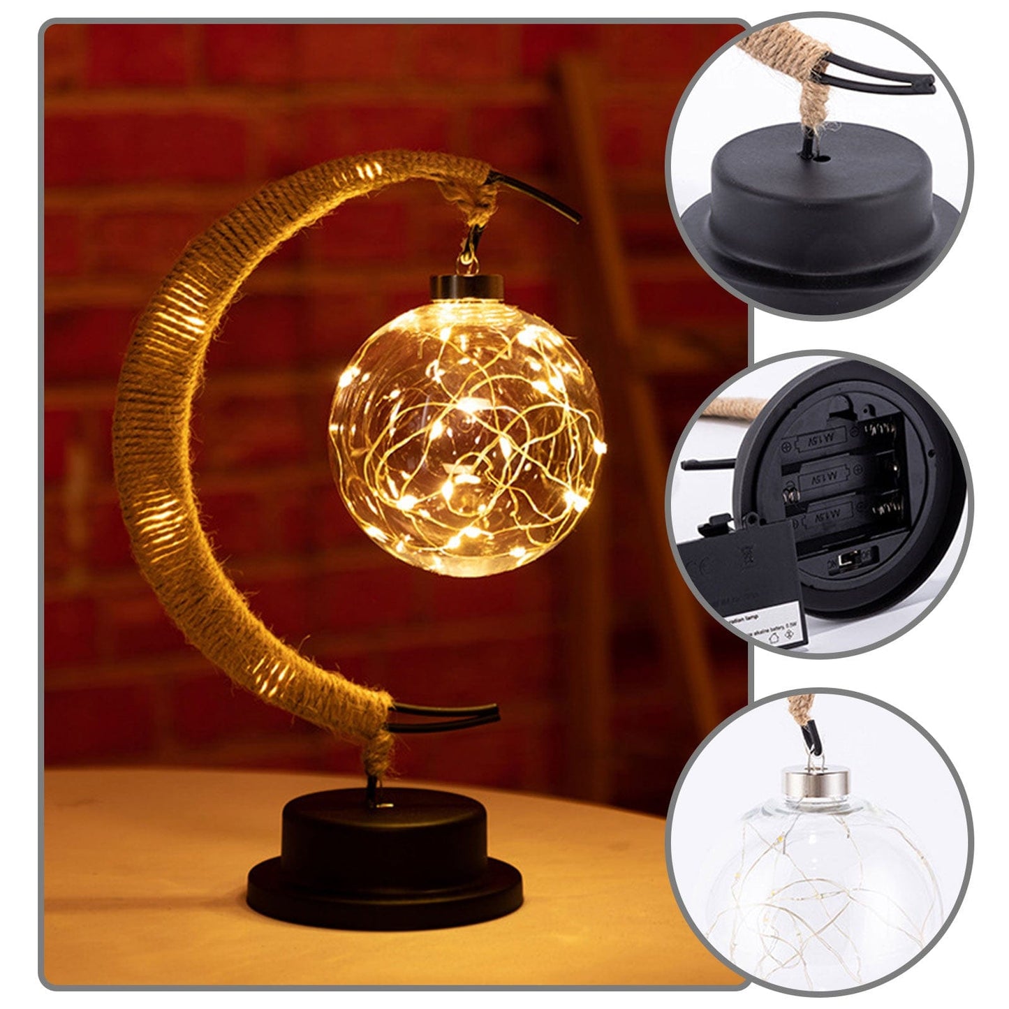 Vivolux | Rayvia Lunar Lampe - Halbmond LED Licht mit Glas Globus für gemütliche Atmosphäre