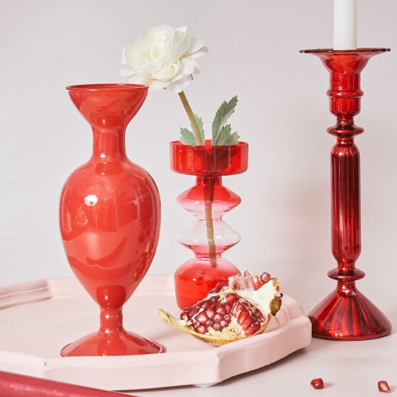 Vivolux | Kirsche Rote Glas Stabkerzenhalter & Vasen
