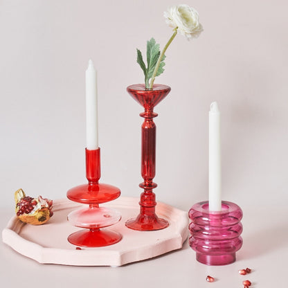 Vivolux | Kirsche Rote Glas Stabkerzenhalter & Vasen